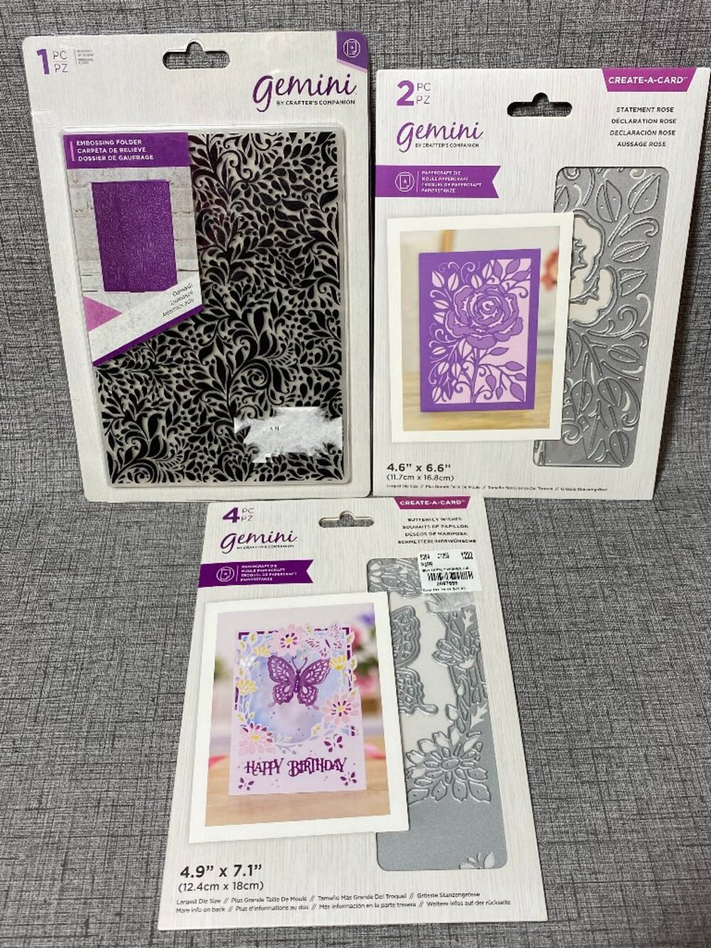 NEW Crafters Companion 3pc Lot Butterfly Wishes Statement Rose & Emboss Folder